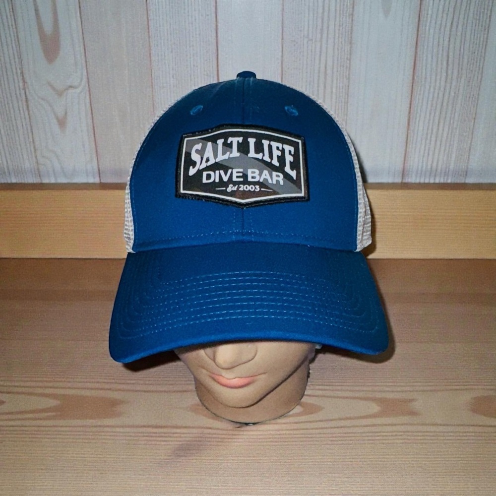 SALT LIFE Mesh Back SNAPBACK Hat Cap ONE SIZE BLUE WHITE Dive Bar